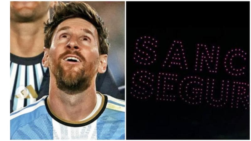 Messi, addio tra le lacrime: in cielo appare lo sponsor SANCOR SEGUROS 1